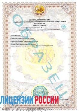 Образец сертификата соответствия (приложение) Румянцево Сертификат ISO 9001